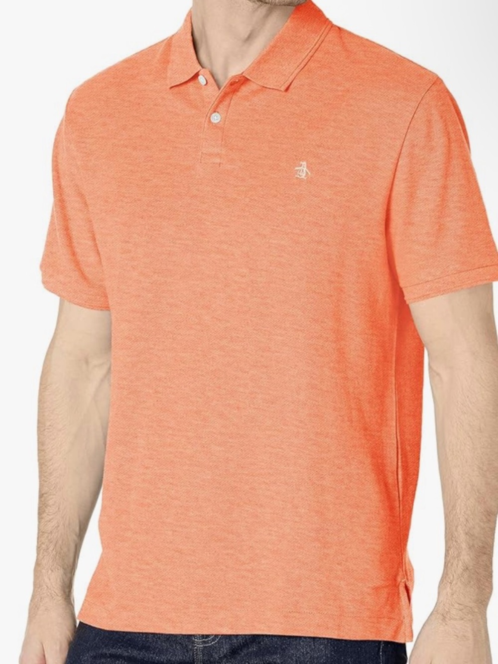 Original Penguin Men's Coral Orange Heather Polo! M